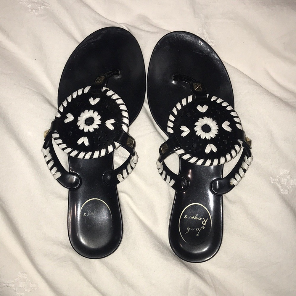 Jack Rogers black and white jellies